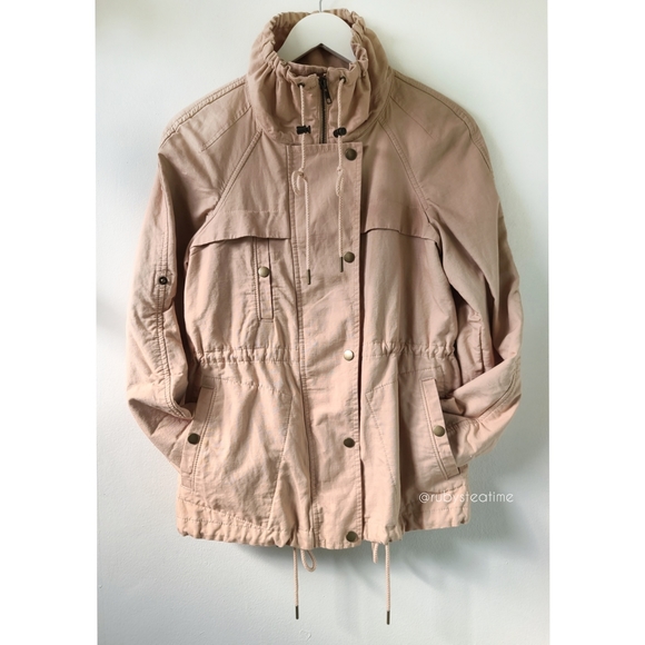 Parachute Utility Jacket Anorak, Cotton/ Linen Khaki Beige, LOFT, New with Tag - Picture 2 of 11